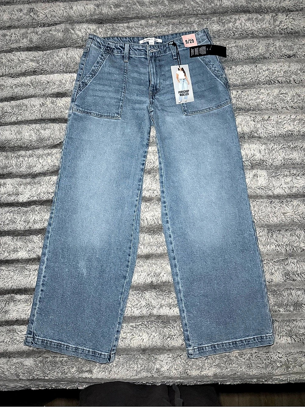 Celebrity Pink Porkchop Wide Leg Jeans Blue Waist 29